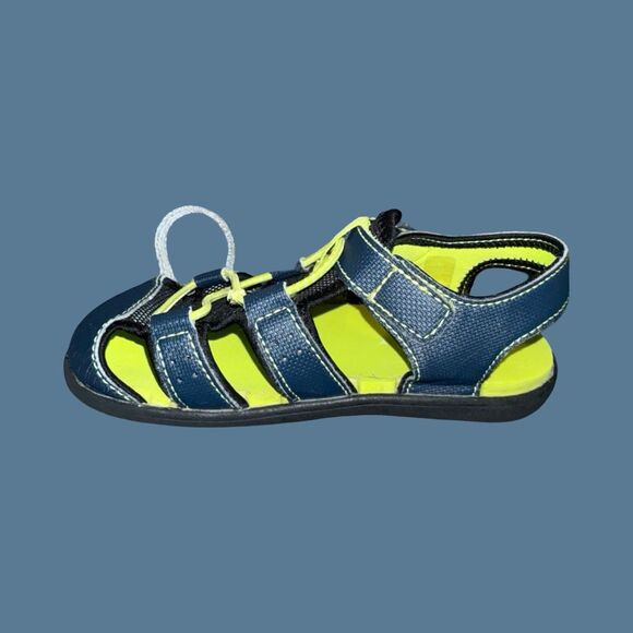 SEE KAI RUN Toddler Spencer Closed Toe Sandal In Navy/ Lime Size 11 - Picture 3 of 7